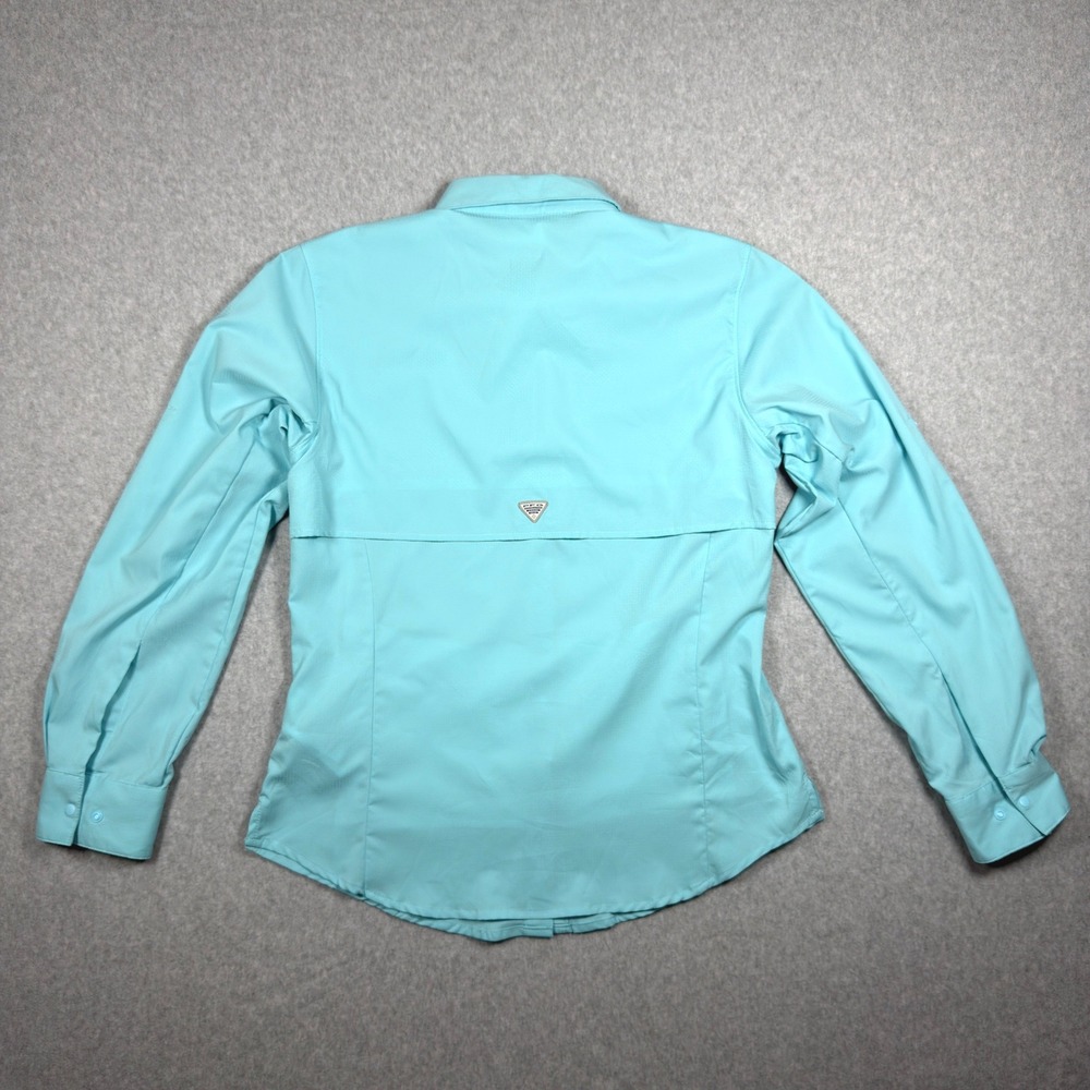 Columbia PFG Womens Medium Blue Long Sleeve Snap Front Fishing Shirt Ventilated - Picture 7 of 12